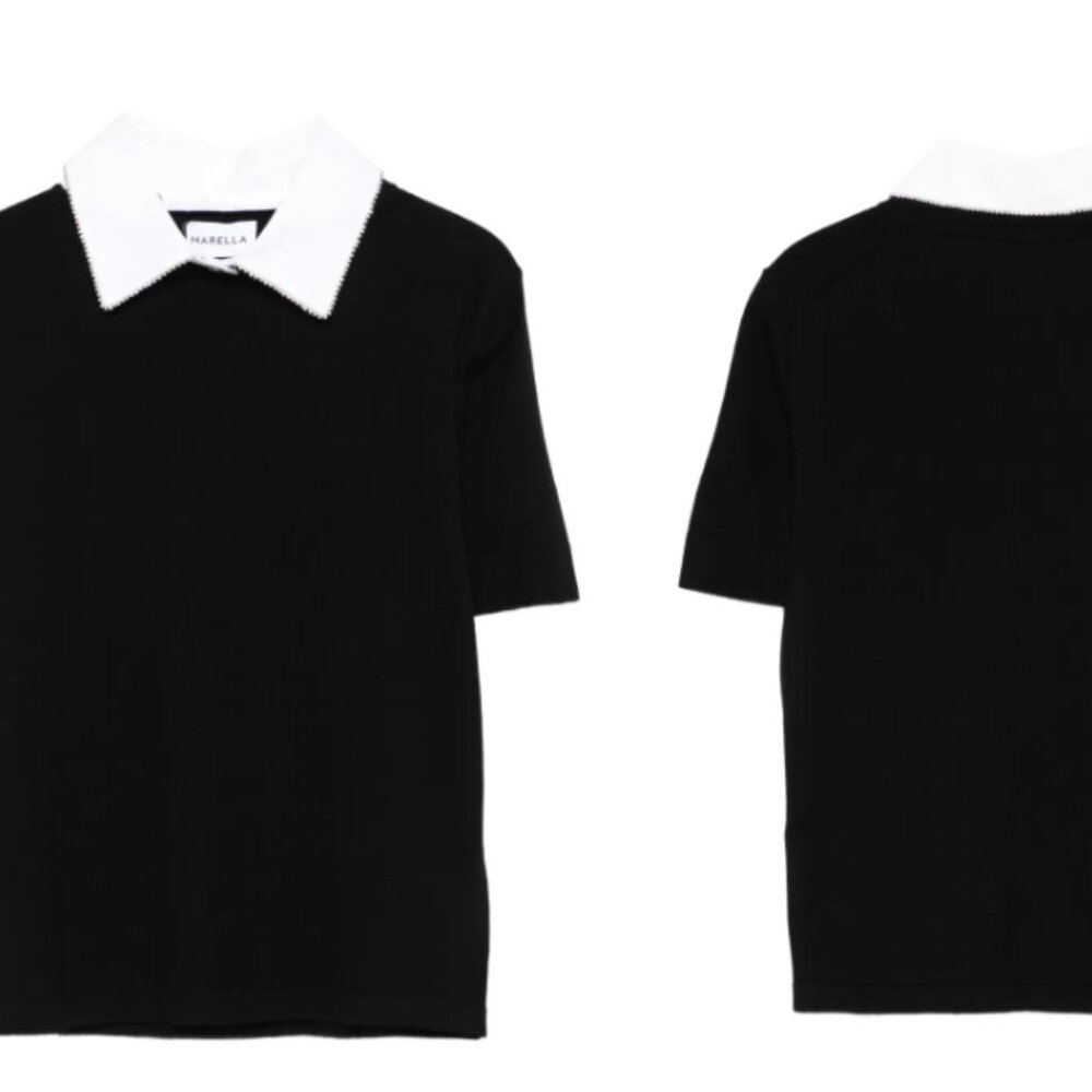 Marella embellished-collar short-sleeve top